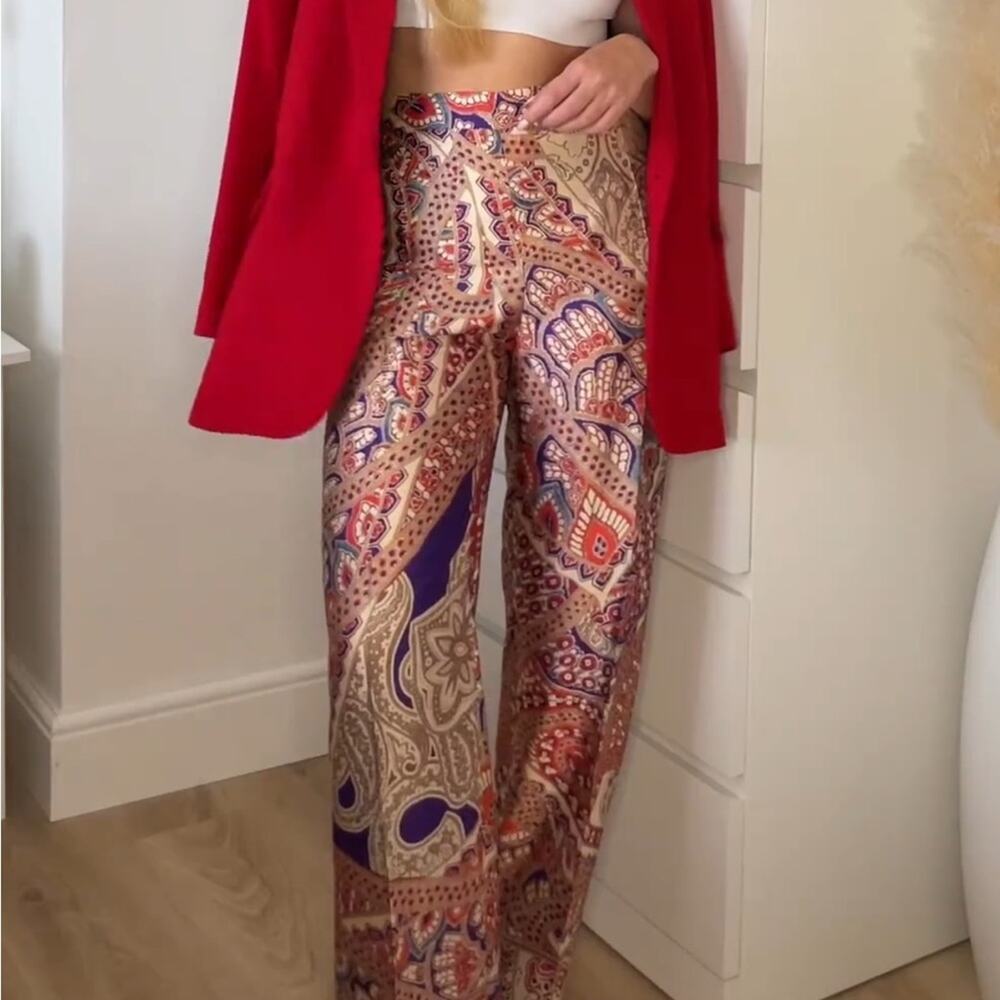 NWOT Zara Multicolor Straight Leg Pant Blogger Favorite!